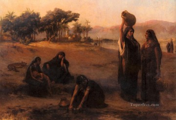 Árabe Painting - Mujeres sacando agua del Nilo Árabe Frederick Arthur Bridgman